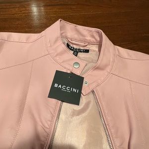 Pink pleather moto jacket NWT Baccini